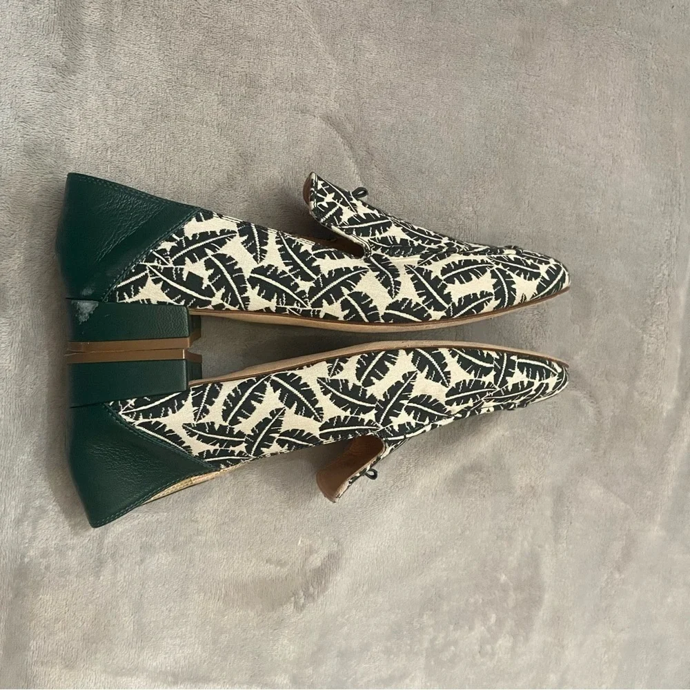 J. Crew Women's Cream Green Banana Leaf Print Loafers